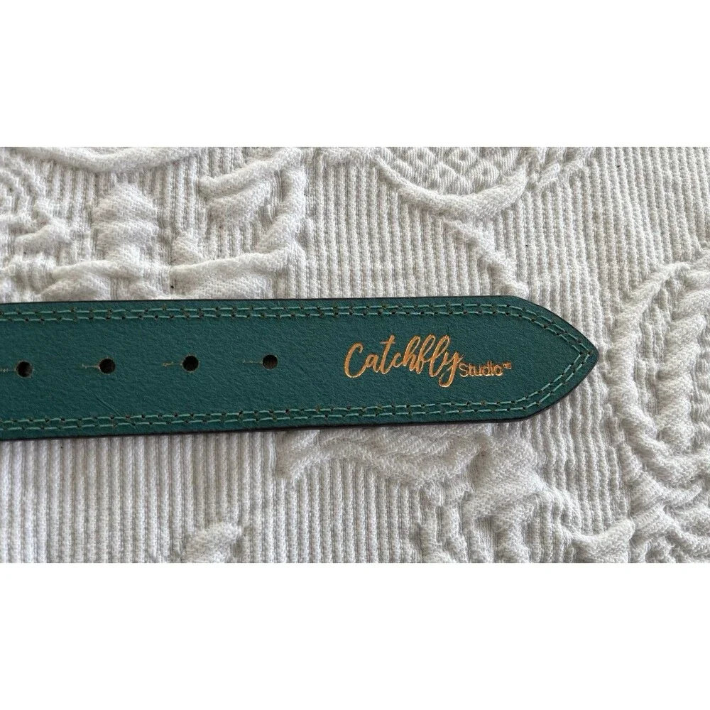Catchfly Western Studio Belt & Buckle Cow Floral Cutouts Shimmer 2108BE2 Medium
